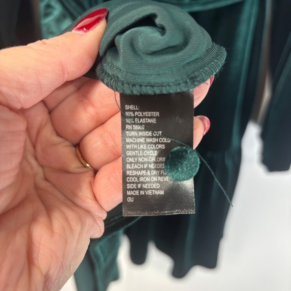 Alex Marie NEW Emerald Green Velvet Button Front Tiered Midi Dress Size 10 - Picture 7 of 9